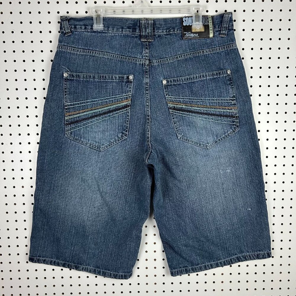 Southpole Stitched Baggy Jean Shorts Size 38 Jorts Wide Leg Skate Y2K Pinkman